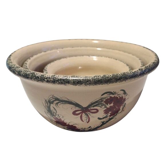 Casey Pottery Other - Vintage Casey Pottery Stoneware Mixing Bowls Set of 3 Spongeware Marshall Texas